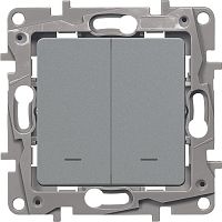 Переключатель с подсветкой без рамки Legrand Etika 2-кл. проходной алюминий  картинка